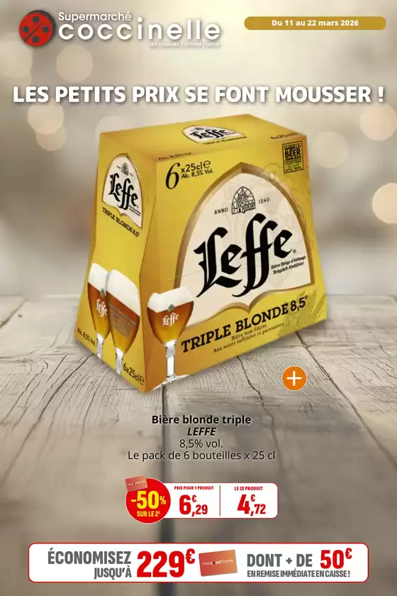Catalogue Coccinelle Supermarché à Geiswiller | LES PETITS PRIX SE FONT MOUSSER! | 2026-03-11T00:00:00.000Z - 2026-03-22T00:00:00.000Z