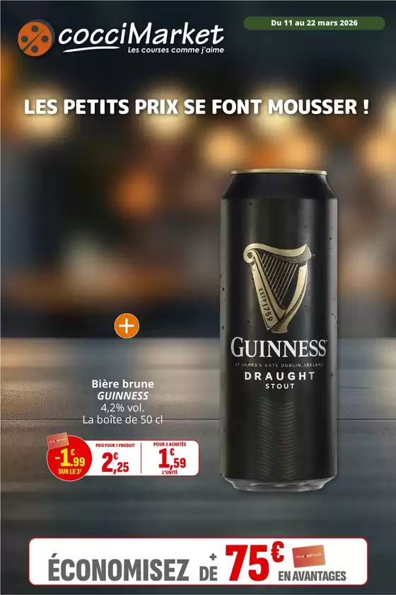 Catalogue Coccimarket à Damparis | ! LES PETITS PRIX SE FONT MOUSSER ! | 2026-03-11T00:00:00.000Z - 2026-03-22T00:00:00.000Z