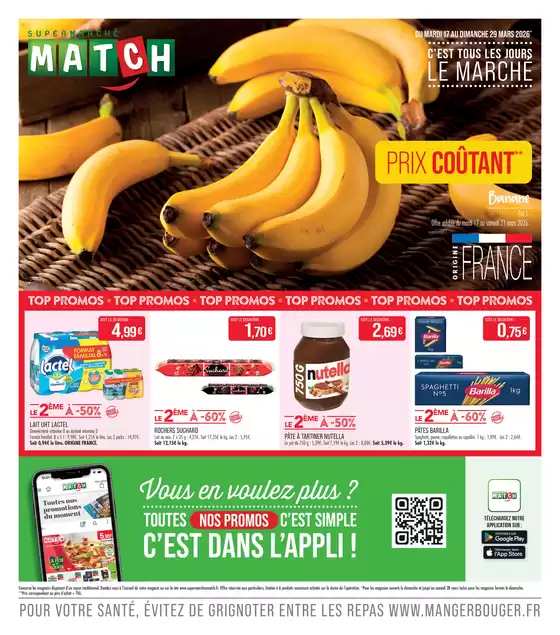 Catalogue Supermarché Match à Le Relecq-Kerhuon | Cest tout les jours le marché | 2026-03-16T00:00:00.000Z - 2026-03-29T00:00:00.000Z