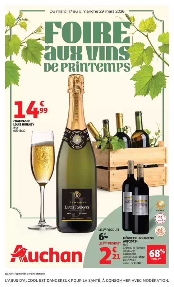 Catalogue Auchan Hypermarché à Portes (Eure) | Foire aux vins hypers | 2026-03-17T00:00:00.000Z - 2026-03-29T00:00:00.000Z