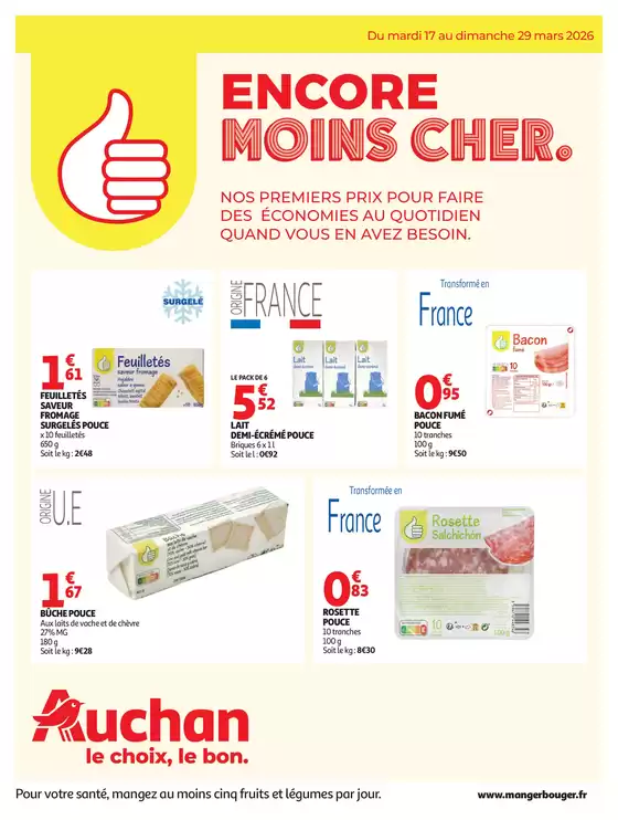 Catalogue Auchan Hypermarché à Portes (Eure) | Petits prix marque Pouce | 2026-03-17T00:00:00.000Z - 2026-03-29T00:00:00.000Z