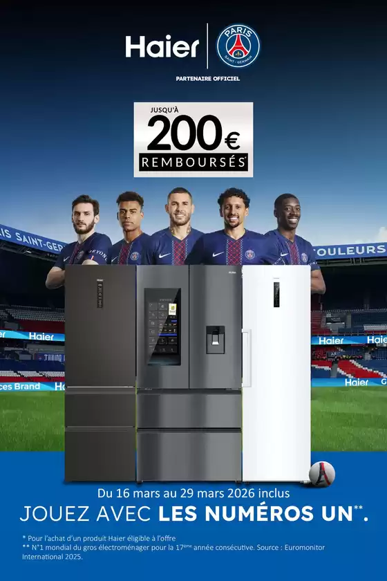 Catalogue Boulanger à Épinay-sur-Seine | OFFRE HAIER : jusqu'à 130€ remboursés ! | 2026-03-18T00:00:00.000Z - 2026-03-29T00:00:00.000Z