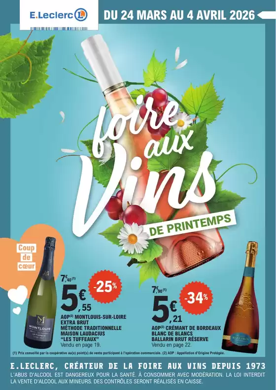 Catalogue E.Leclerc à Malesherbes | FOIRE AUX VINS DE PRINTEMPS - MIXTE | 2026-03-24T00:00:00.000Z - 2026-04-04T00:00:00.000Z