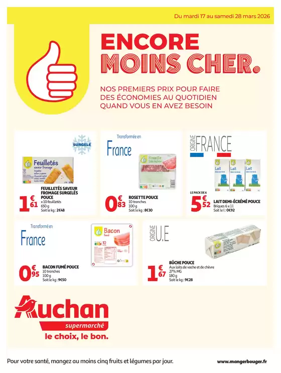 Catalogue Auchan Supermarché à Rouen | Marque Pouce supers | 2026-03-23T00:00:00.000Z - 2026-03-28T00:00:00.000Z