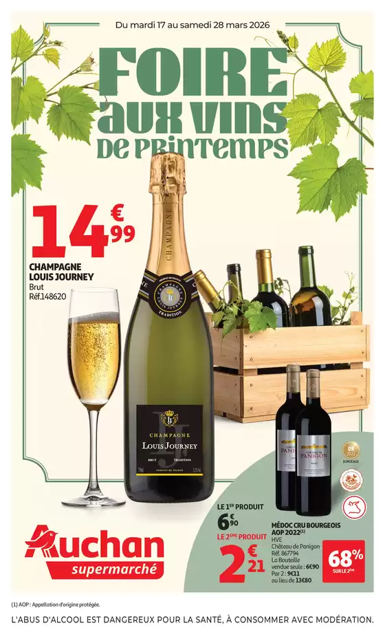 Catalogue Auchan Supermarché à Rouen | Foire aux vins supers | 2026-03-23T00:00:00.000Z - 2026-03-29T00:00:00.000Z