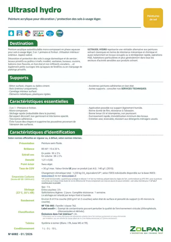 Catalogue Zolpan | Ultrasol Hydro fiche technique | 2026-03-24T00:00:00.000Z - 2026-03-31T00:00:00.000Z