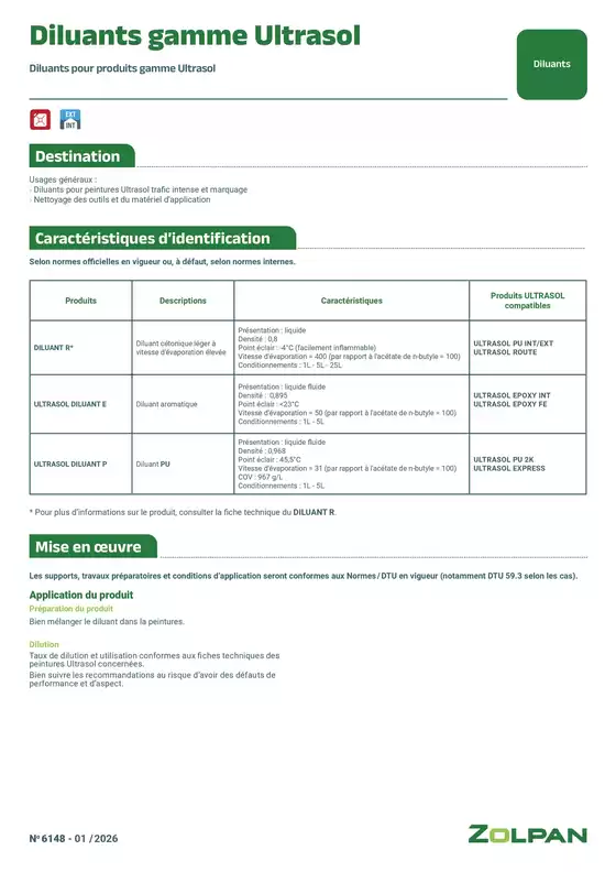 Catalogue Zolpan | Ultrasol Diluant E fiche technique | 2026-03-24T00:00:00.000Z - 2026-03-31T00:00:00.000Z