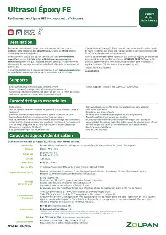Catalogue Zolpan | Ultrasol Epoxy FE fiche technique | 2026-03-24T00:00:00.000Z - 2026-03-31T00:00:00.000Z