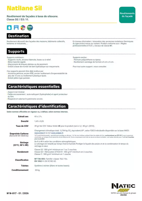 Catalogue Zolpan | Natilane Sil fiche technique | 2026-03-25T00:00:00.000Z - 2026-03-31T00:00:00.000Z