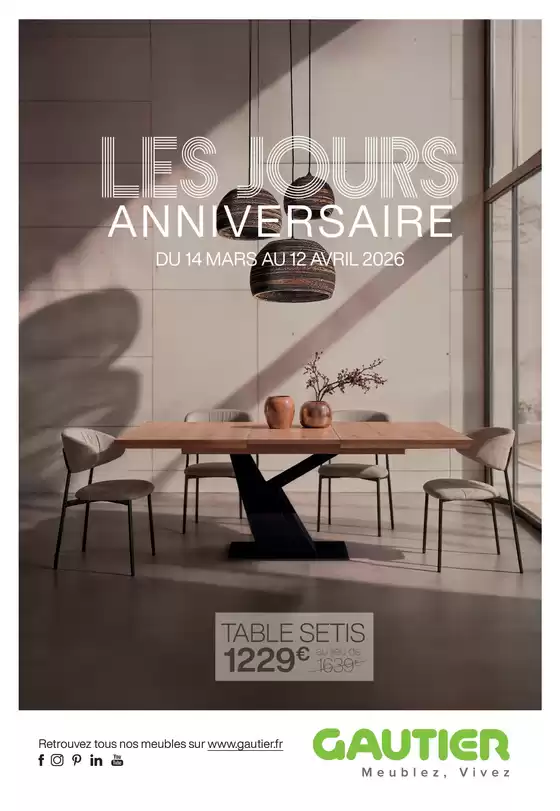 Catalogue Gautier | LES JOURS ANNIVERSAIRE | 2026-03-27T00:00:00.000Z - 2026-04-12T00:00:00.000Z