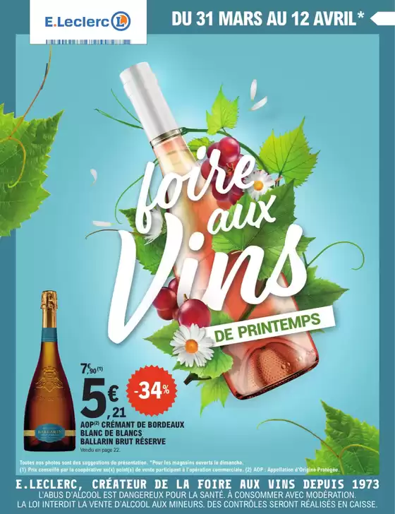 Catalogue E.Leclerc à  | FOIRE AUX VINS DE PRINTEMPS - MIXTE | 2026-03-31T00:00:00.000Z - 2026-04-12T00:00:00.000Z