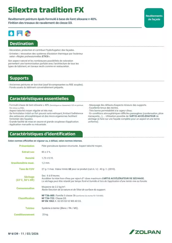 Catalogue Zolpan | Silextra Tradition FX fiche technique | 2026-03-30T00:00:00.000Z - 2026-04-30T00:00:00.000Z