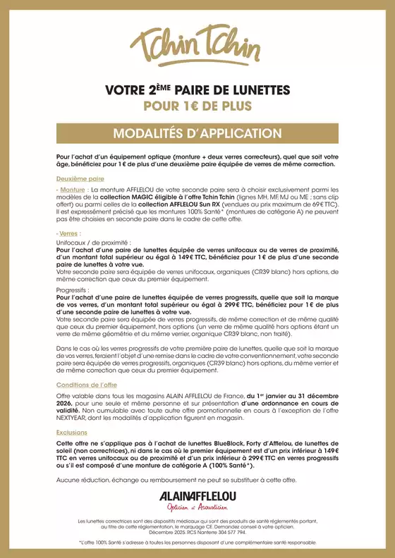 Catalogue Alain Afflelou à Toulouse | Votre 2ème paire de lunettes pour 1€ de plus | 2026-03-30T00:00:00.000Z - 2026-12-31T00:00:00.000Z