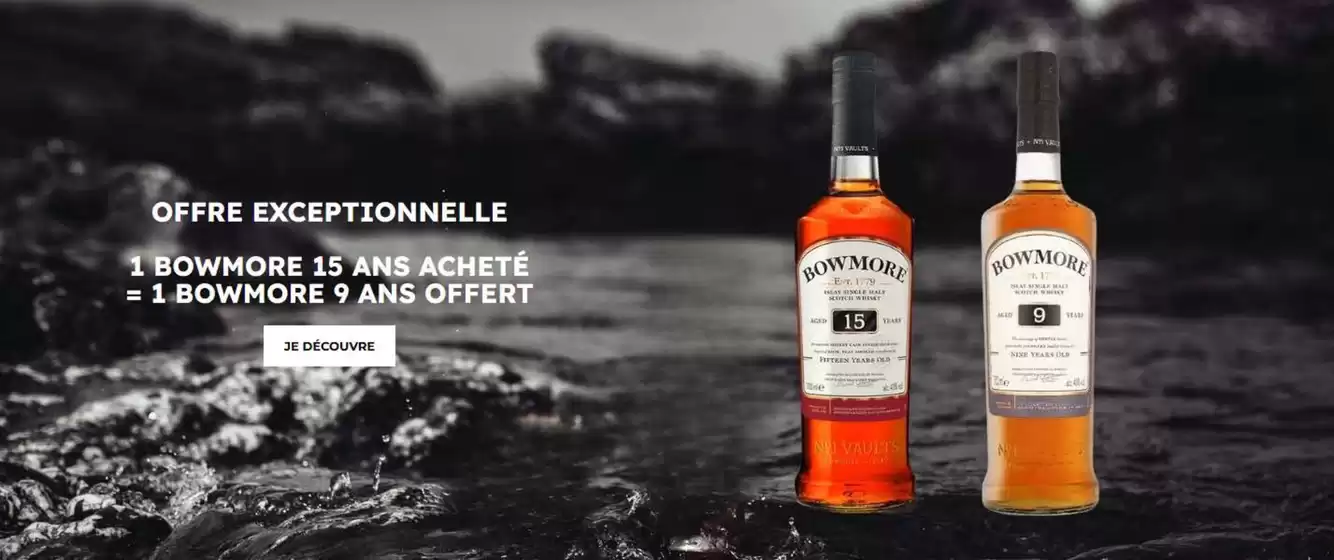 Catalogue Le Comptoir irlandais | Offre exceptionnelle : Une bouteille de Bowmore 9 ans offerte pour l'achat de ce Bowmore 15 ans !! | 2026-03-31T00:00:00.000Z - 2026-04-30T00:00:00.000Z