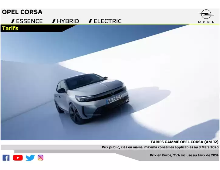 Catalogue Opel à Amiens | Tarifs Nouvelle Corsa AMJ2 applicables au 3 Mars 2026 1 | 2026-03-31T00:00:00.000Z - 2026-08-31T00:00:00.000Z