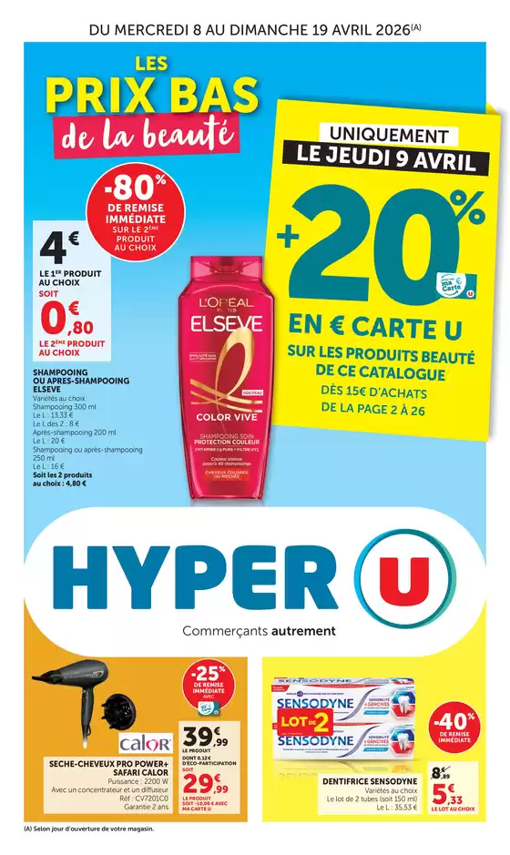 Catalogue Hyper U à Cergy | Spécial beauté | 2026-04-08T00:00:00.000Z - 2026-04-19T00:00:00.000Z