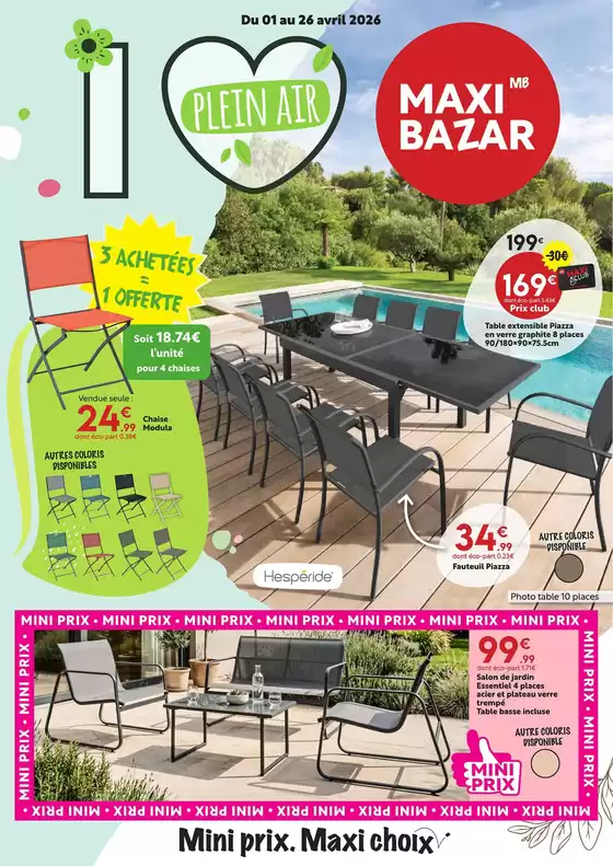 Catalogue Maxi Bazar | Catalogue Maxi Bazar Outdoor | 2026-04-01T00:00:00.000Z - 2026-04-26T00:00:00.000Z