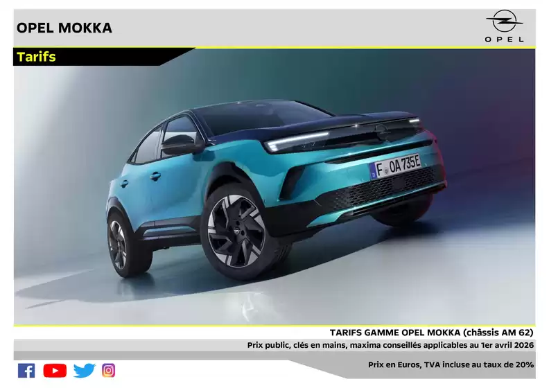 Catalogue Opel | Tarifs Mokka AM62 applicables au 1er avril 2026 | 2026-04-01T00:00:00.000Z - 2026-04-30T00:00:00.000Z