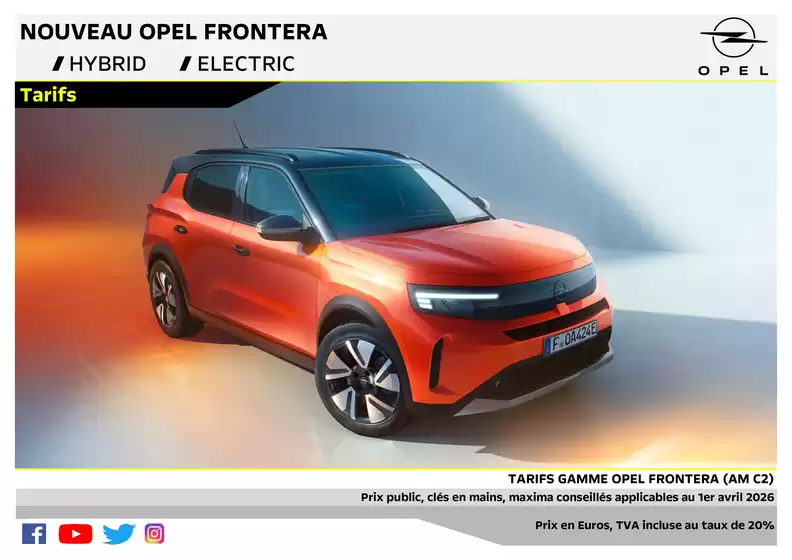 Catalogue Opel | Tarif Frontera AMC2 applicables au 1er avril 2026 | 2026-04-01T00:00:00.000Z - 2026-04-30T00:00:00.000Z