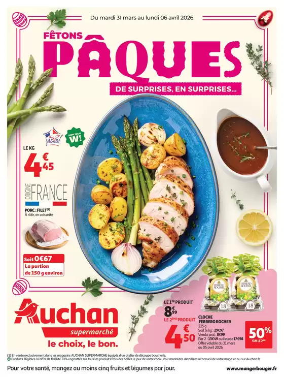 Catalogue Auchan Supermarché à Nevers | Pâques supers | 2026-04-01T00:00:00.000Z - 2026-04-06T00:00:00.000Z