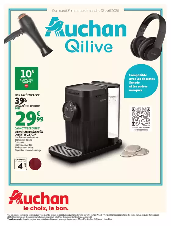 Catalogue Auchan Hypermarché à L'Isle-sur-le-Doubs | Produits Qilive | 2026-04-01T00:00:00.000Z - 2026-04-12T00:00:00.000Z