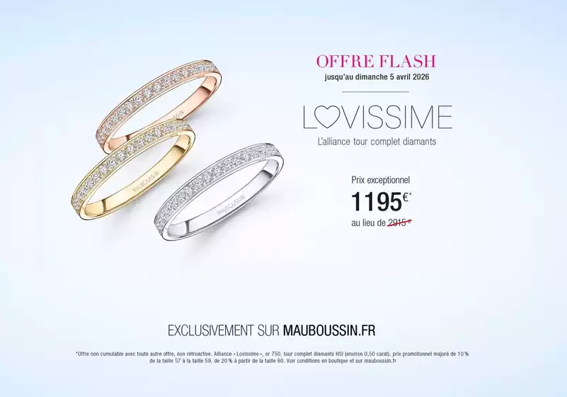 Catalogue Mauboussin à Antibes | Offre Flash | 2026-04-01T00:00:00.000Z - 2026-04-05T00:00:00.000Z