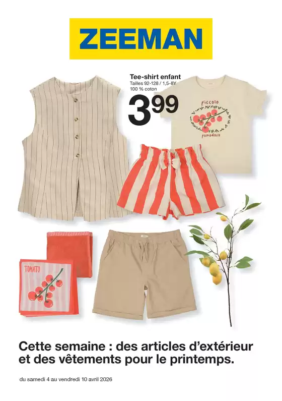 Catalogue Zeeman à Saint-André-les-Vergers | Cette semaine : des articles d’extérieur et des vêtements pour le printemps. | 2026-04-03T00:00:00.000Z - 2026-04-10T00:00:00.000Z