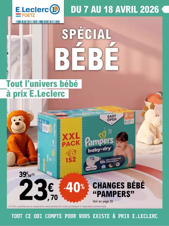 Catalogue E.Leclerc à Villars-sous-Dampjoux | Spécial bébé | 2026-04-07T00:00:00.000Z - 2026-04-18T00:00:00.000Z