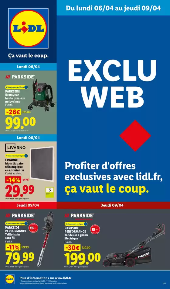 Catalogue Lidl | Les Exclus Web de la semaine | 2026-04-06T00:00:00.000Z - 2026-04-09T00:00:00.000Z