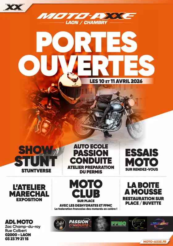 Catalogue Moto-Axxe à Nîmes | Retrouvez tous vos magasins en animations le week-end du 11 avril ! | 2026-04-07T00:00:00.000Z - 2026-04-11T00:00:00.000Z