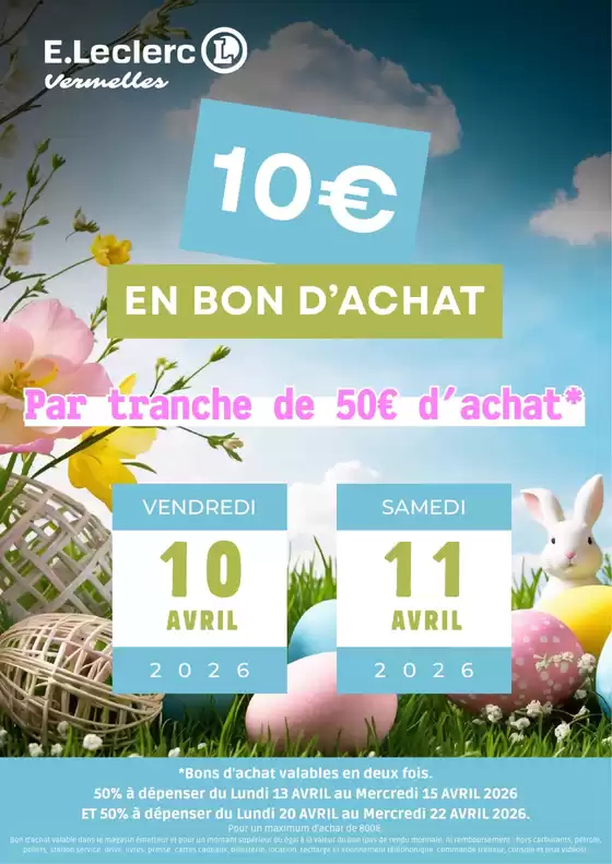 Catalogue E.Leclerc à Plouarzel | OPERATION BON DACHAT PAR TRANCHE | 2026-04-10T00:00:00.000Z - 2026-04-11T00:00:00.000Z
