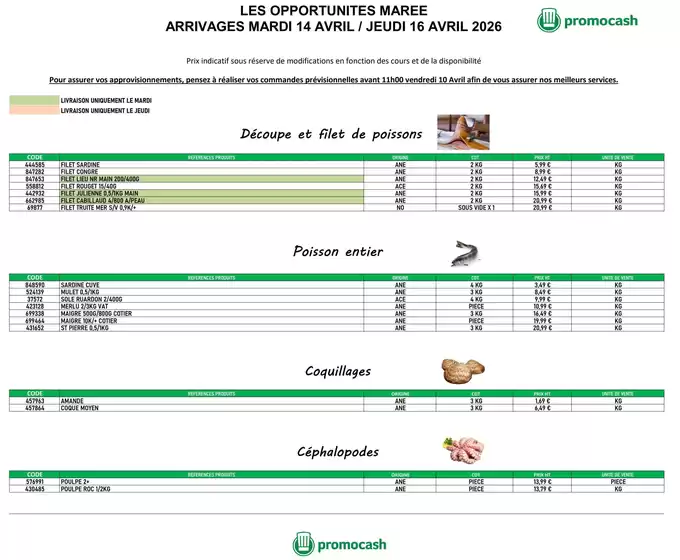 Catalogue Promocash | Opportunités Marée | 2026-04-14T00:00:00.000Z - 2026-04-16T00:00:00.000Z