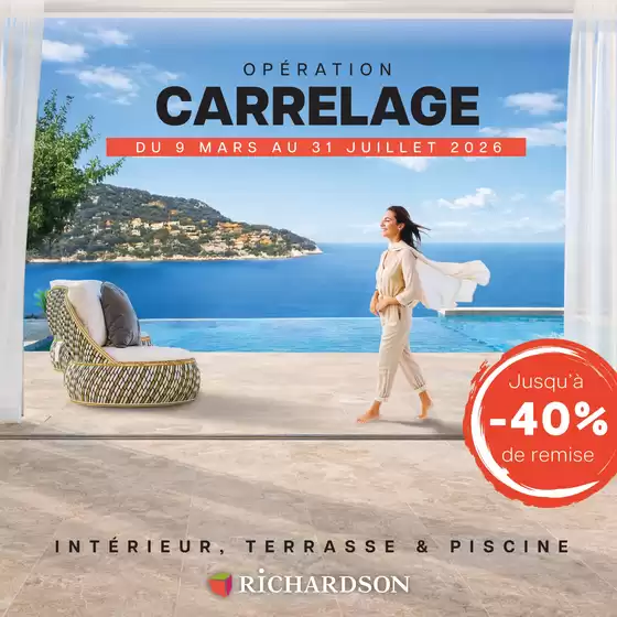 Catalogue Richardson à Sahune | Opération carrelage | 2026-04-10T00:00:00.000Z - 2026-07-31T00:00:00.000Z