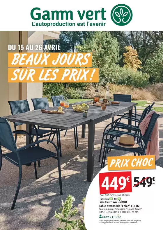 Catalogue Gamm vert | BEAUX JOURS SUR LES PRIX | 2026-04-15T00:00:00.000Z - 2026-04-26T00:00:00.000Z