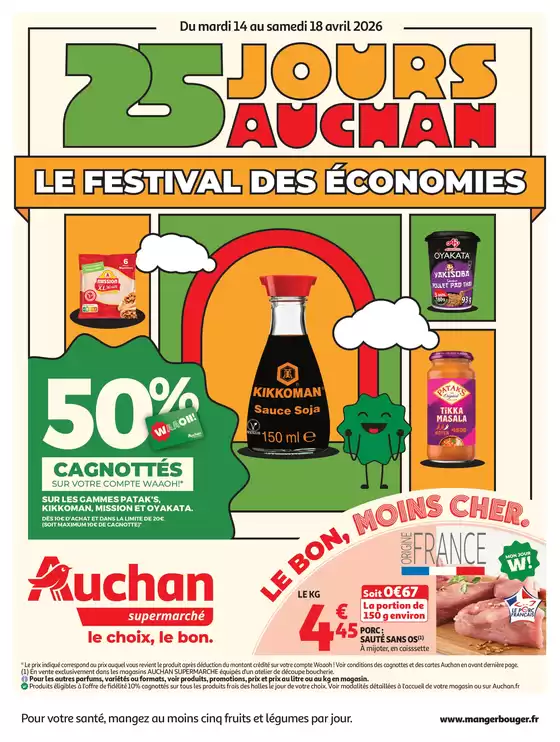 Catalogue Auchan Supermarché à Paris | 25 jours de super promos | 2026-04-14T00:00:00.000Z - 2026-04-18T00:00:00.000Z