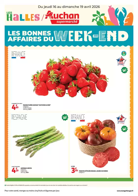 Catalogue Auchan Supermarché à Paris | Les bons plans du week-end dans votre super ! | 2026-04-16T00:00:00.000Z - 2026-04-19T00:00:00.000Z