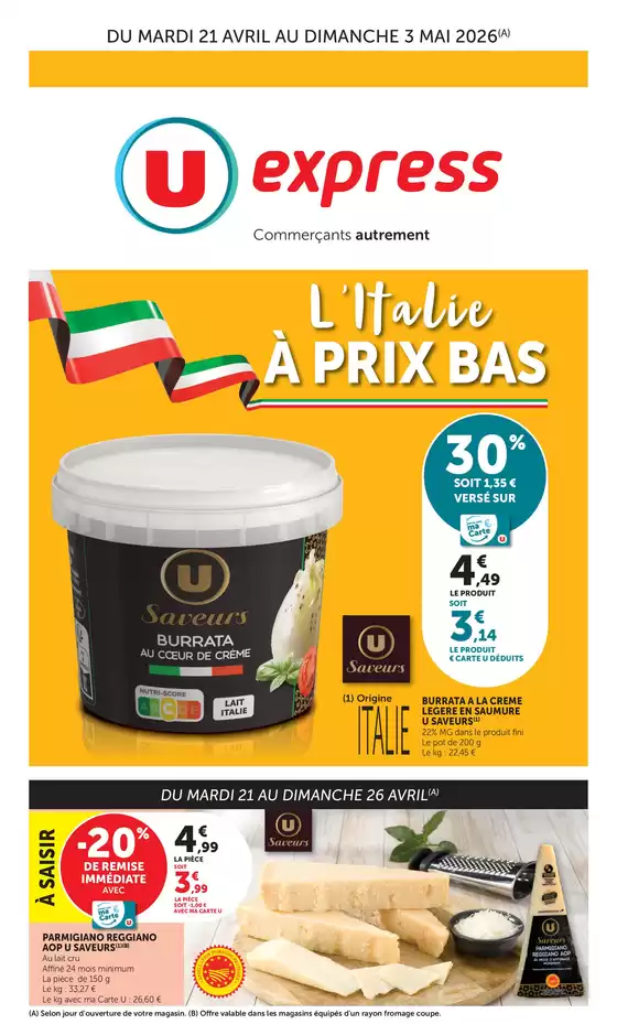 Catalogue U Express à  | Spécial Italie | 2026-04-21T00:00:00.000Z - 2026-05-03T00:00:00.000Z