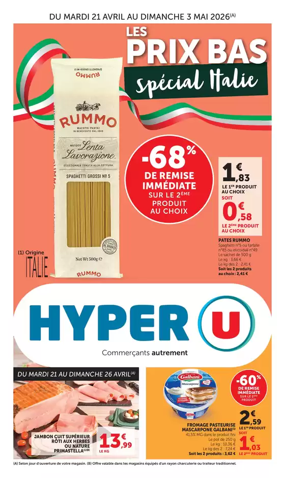 Catalogue Hyper U à  | Spécial Italie | 2026-04-21T00:00:00.000Z - 2026-05-03T00:00:00.000Z