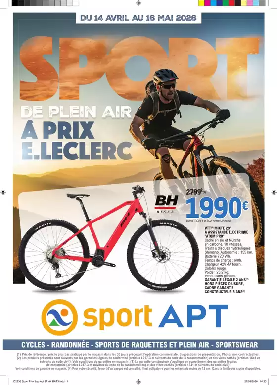 Catalogue E.Leclerc Sports | SPORT DE PLEIN AIR | 2026-04-14T00:00:00.000Z - 2026-05-16T00:00:00.000Z