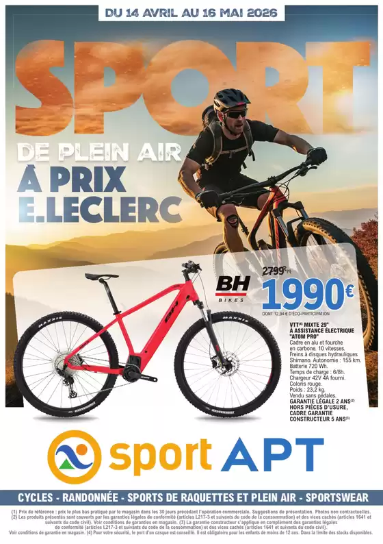 Catalogue E.Leclerc Sports à Altenheim | SPORT DE PLEIN AIR | 2026-04-14T00:00:00.000Z - 2026-05-16T00:00:00.000Z