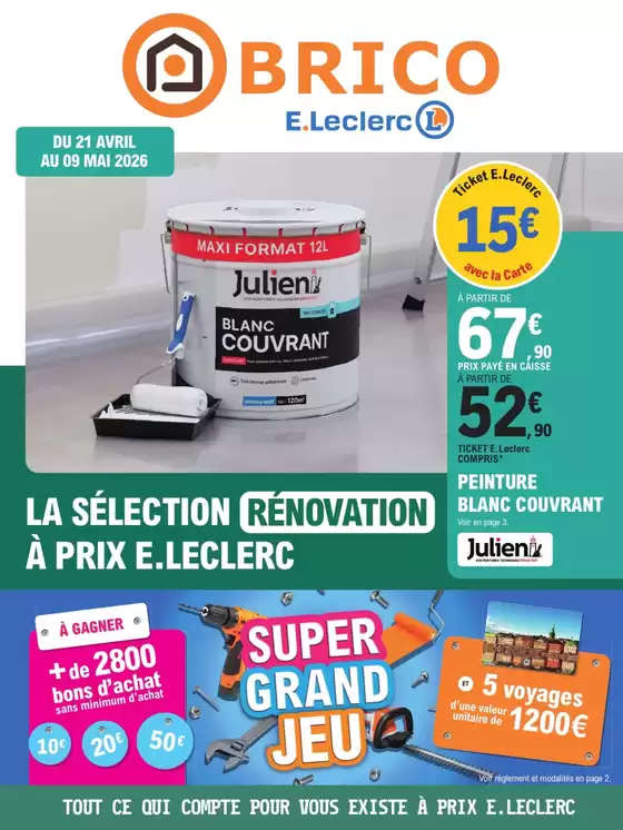 Catalogue E.Leclerc Brico à Amancey | Trafic Brico 5 - Grand Jeu | 2026-04-21T00:00:00.000Z - 2026-05-09T00:00:00.000Z