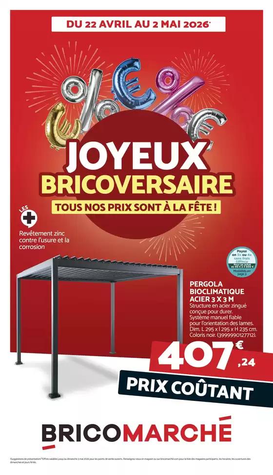 Catalogue Bricomarché à Amancey | Joyeux Bricoversaire tous nos prix sont à la fête ! | 2026-04-22T00:00:00.000Z - 2026-05-02T00:00:00.000Z