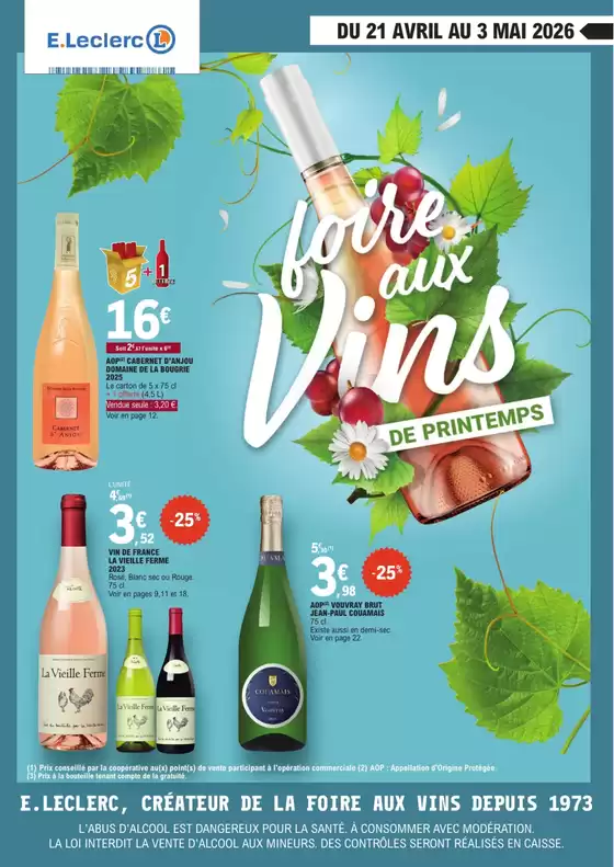 Catalogue E.Leclerc | FOIRE AUX VINS DE PRINTEMPS - MIXTE | 2026-04-21T00:00:00.000Z - 2026-05-03T00:00:00.000Z