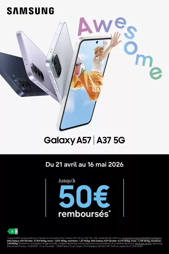 Catalogue MDA | Samsung Jusqu’à 50€ remboursés  | 2026-04-21T00:00:00.000Z - 2026-05-16T00:00:00.000Z