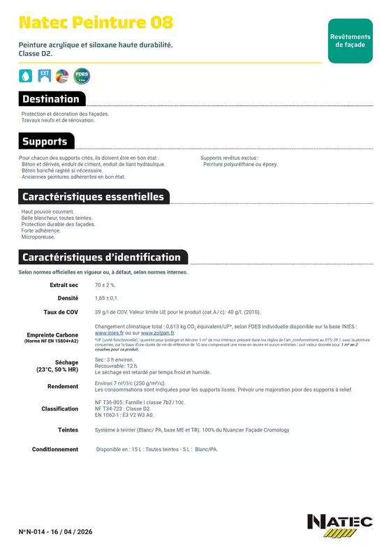 Catalogue Zolpan | Natec Peinture 08 fiche technique | 2026-04-22T00:00:00.000Z - 2026-05-22T00:00:00.000Z