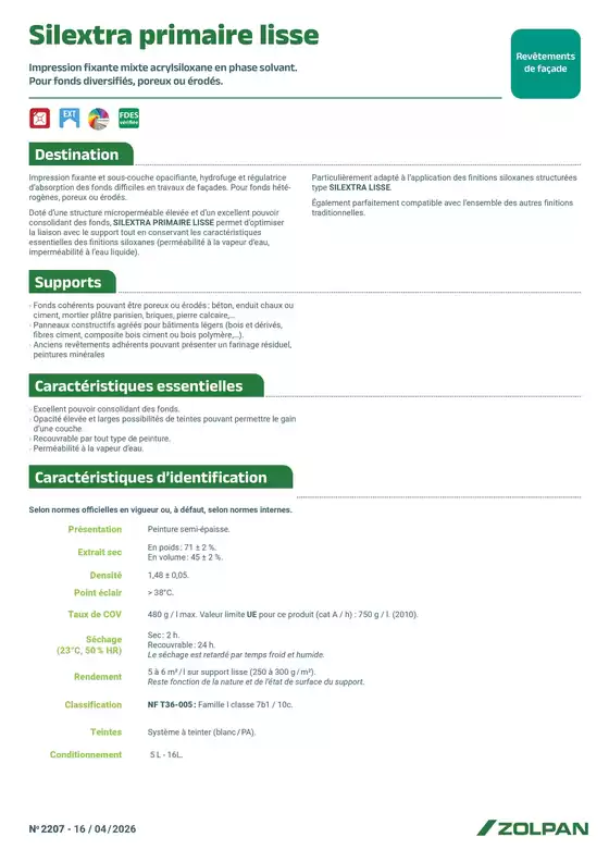Catalogue Zolpan | Silextra Primaire Lisse fiche technique | 2026-04-22T00:00:00.000Z - 2026-05-22T00:00:00.000Z
