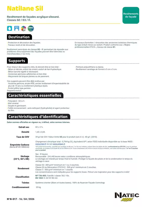 Catalogue Zolpan | Natilane Sil fiche technique | 2026-04-22T00:00:00.000Z - 2026-05-22T00:00:00.000Z
