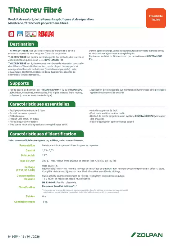 Catalogue Zolpan | Thixorev Fibr25C325A9 fiche technique | 2026-04-22T00:00:00.000Z - 2026-05-22T00:00:00.000Z