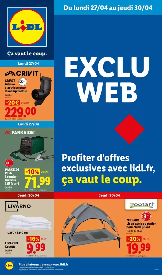 Catalogue Lidl à  | Les Exclu Web de la semaine | 2026-04-27T00:00:00.000Z - 2026-04-30T00:00:00.000Z