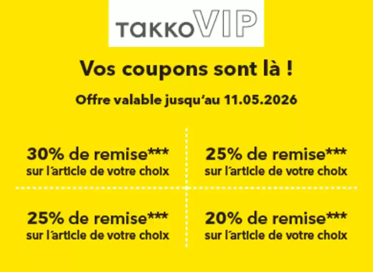 Catalogue Takko à Bouqueval | Vos coupons sont là ! | 2026-04-30T00:00:00.000Z - 2026-05-11T00:00:00.000Z